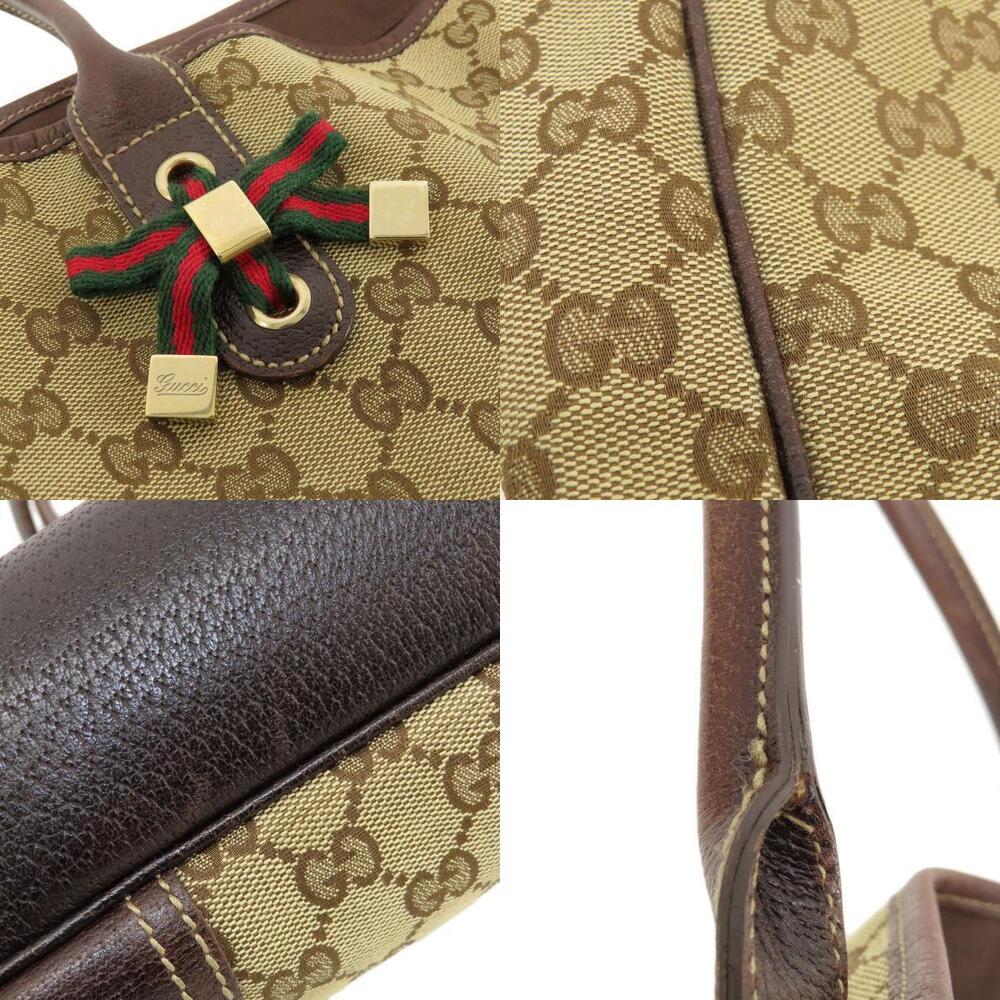 Gucci Canvas GG web Bag Brown Line Sherry Tote - Picture 7 of 11